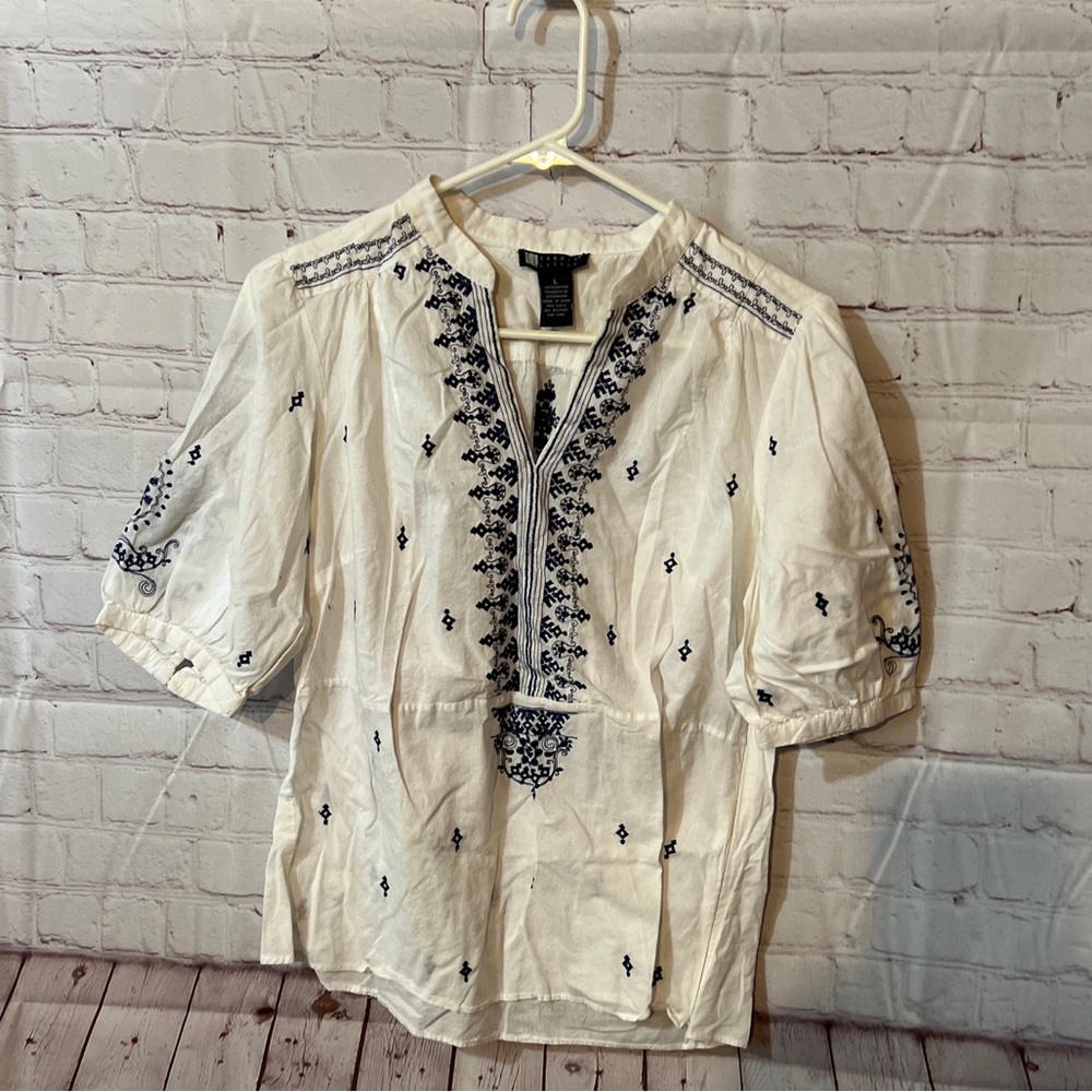 Carole Little Boho Style Shirt Sz Lg